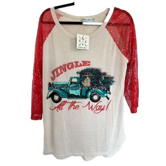 Southern Grace Jingle all the Way Holiday Christmas Top XL NWT - Picture 1 of 7